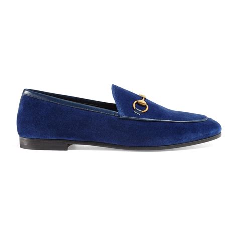 gucci loafers blue velvet